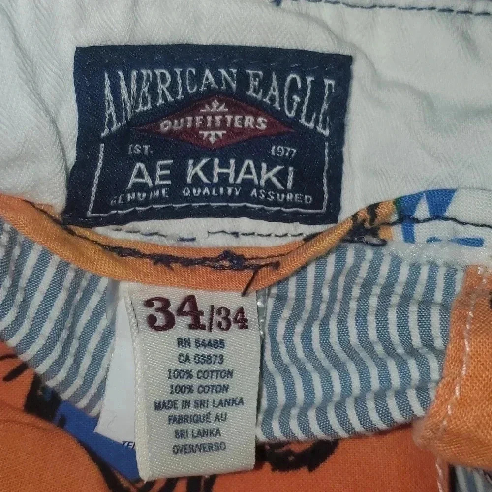 American Eagle Outfitters Classic Fit Flat Front Blue Pin Stripe Chinco Pants - Picture 9 of 12